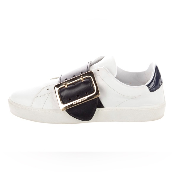 Leather white and navy Burberry slip on sneakers Size 9 (IT 39) - Picture 3 of 5